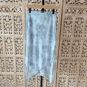 Urban Outfitters Floral Asymmetrical Blue Skirt